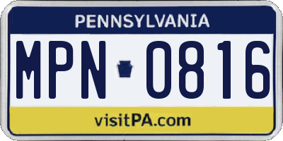 PA license plate MPN0816