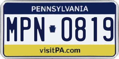 PA license plate MPN0819