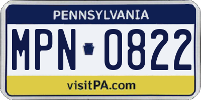 PA license plate MPN0822