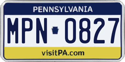 PA license plate MPN0827