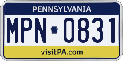 PA license plate MPN0831