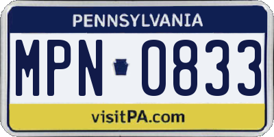 PA license plate MPN0833