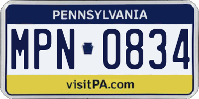 PA license plate MPN0834