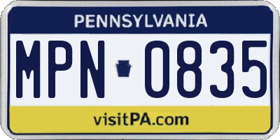 PA license plate MPN0835