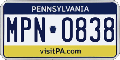 PA license plate MPN0838