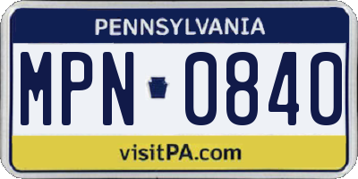 PA license plate MPN0840