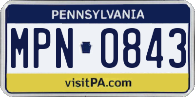 PA license plate MPN0843