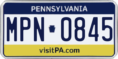 PA license plate MPN0845