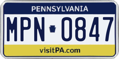 PA license plate MPN0847