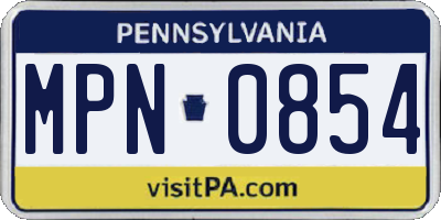 PA license plate MPN0854
