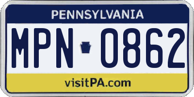 PA license plate MPN0862