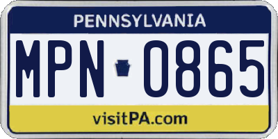 PA license plate MPN0865