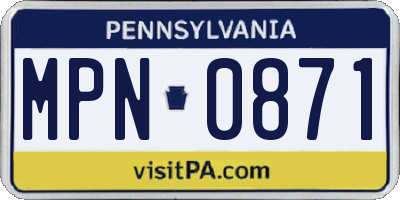 PA license plate MPN0871