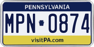 PA license plate MPN0874