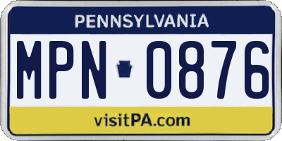 PA license plate MPN0876