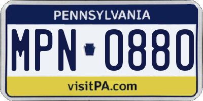 PA license plate MPN0880