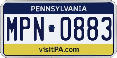 PA license plate MPN0883