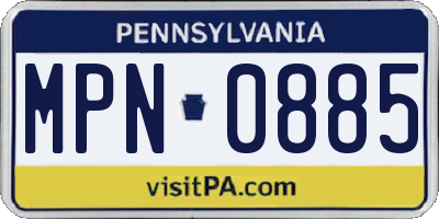 PA license plate MPN0885