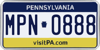 PA license plate MPN0888