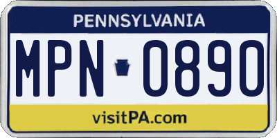 PA license plate MPN0890