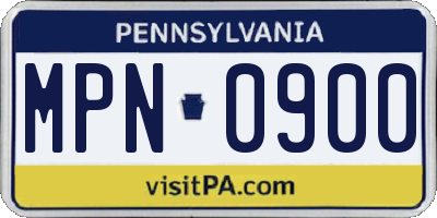 PA license plate MPN0900