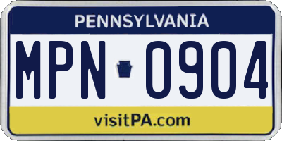 PA license plate MPN0904