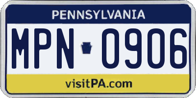 PA license plate MPN0906