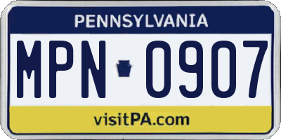 PA license plate MPN0907