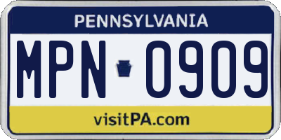 PA license plate MPN0909