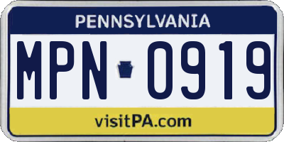 PA license plate MPN0919