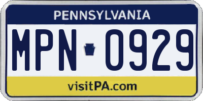 PA license plate MPN0929