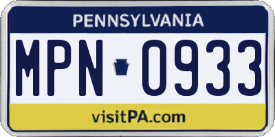 PA license plate MPN0933