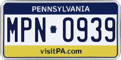PA license plate MPN0939