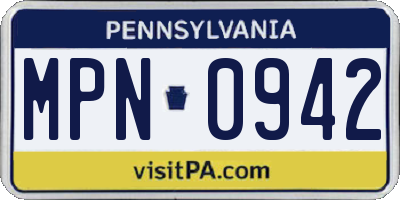 PA license plate MPN0942