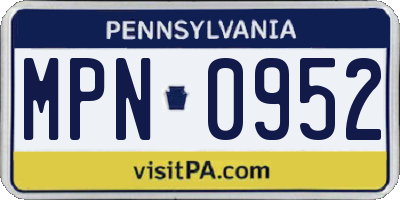 PA license plate MPN0952