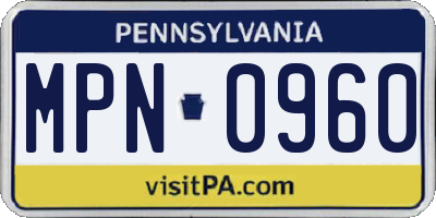 PA license plate MPN0960