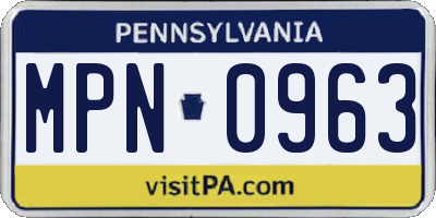 PA license plate MPN0963