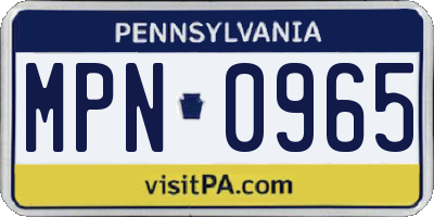 PA license plate MPN0965