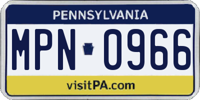 PA license plate MPN0966