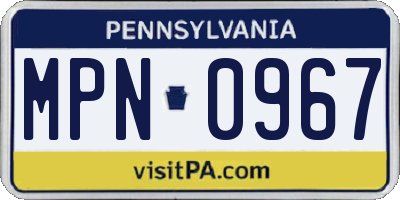 PA license plate MPN0967