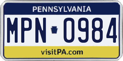 PA license plate MPN0984