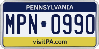 PA license plate MPN0990