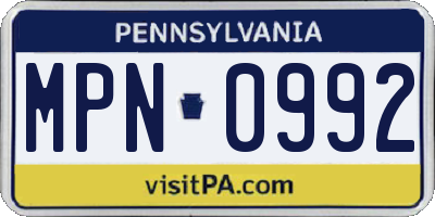 PA license plate MPN0992