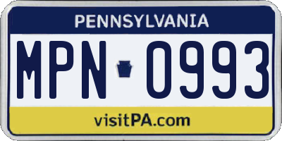 PA license plate MPN0993