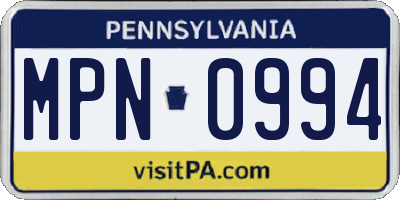 PA license plate MPN0994