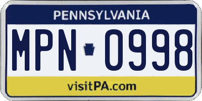 PA license plate MPN0998
