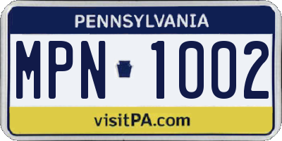 PA license plate MPN1002