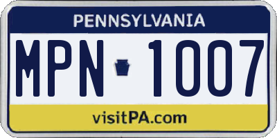PA license plate MPN1007