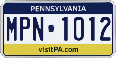 PA license plate MPN1012