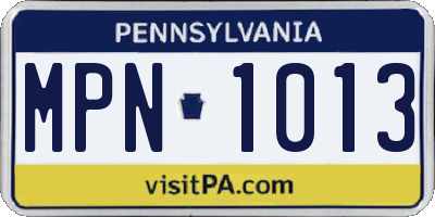 PA license plate MPN1013